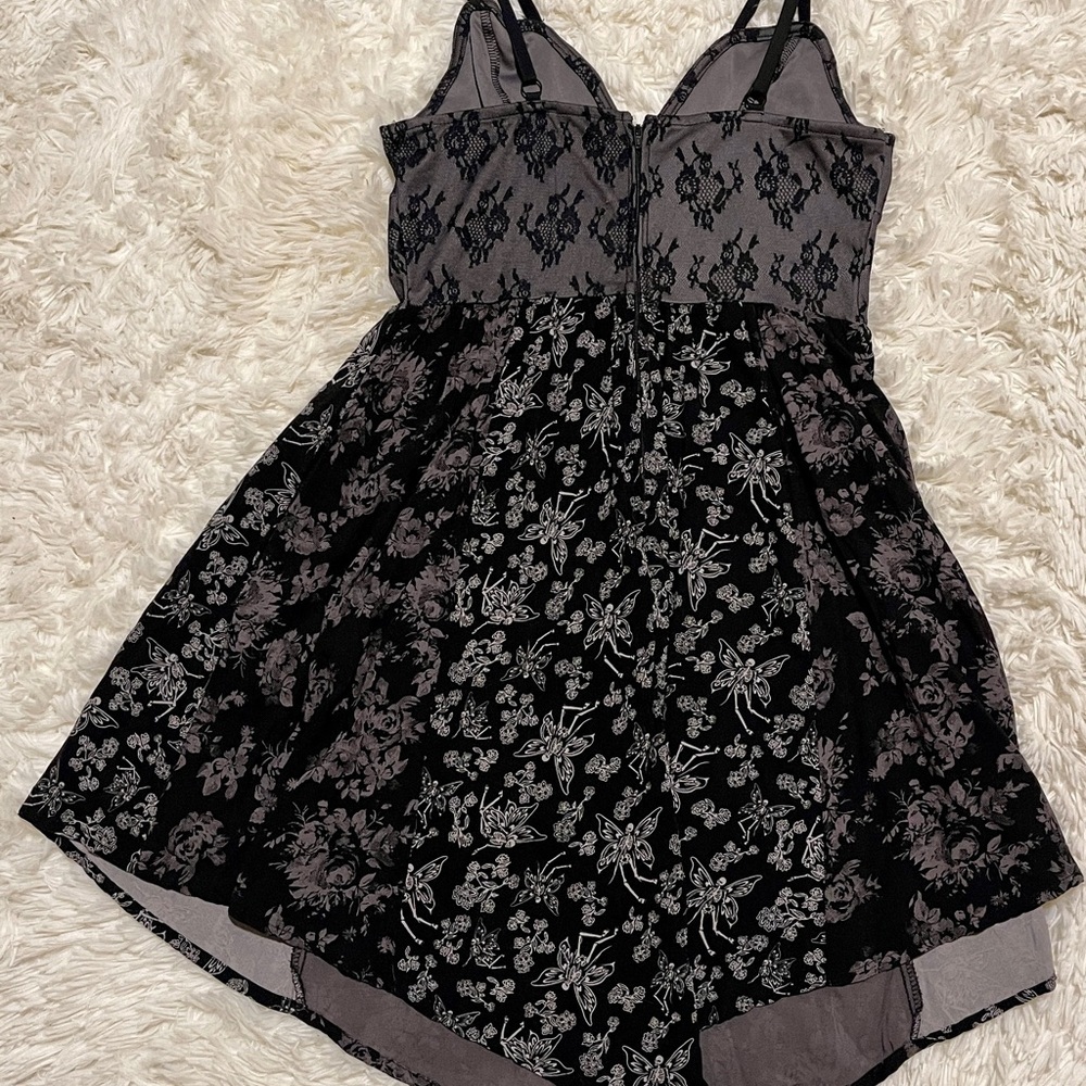 Cosmic Aura Black Lace Handkerchief Hem Mini Dress Goth Skulls Witchy Medium - Picture 5 of 13